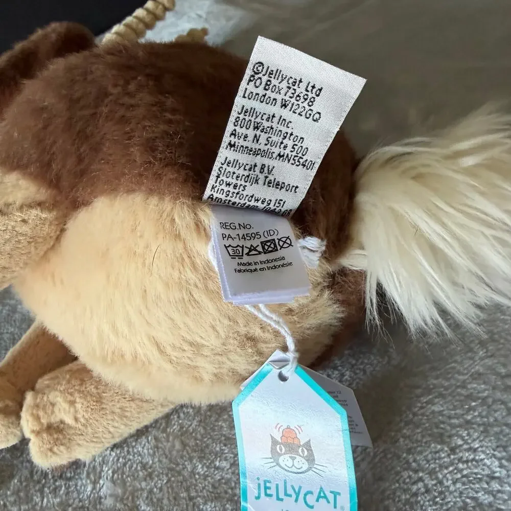 Jellycat Glenny Goat Plush Stuffed Animal Brown Cream Soft Toy With Tags